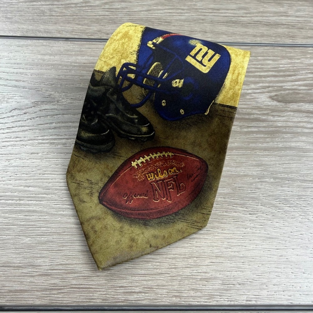 Eagles Wings Mens Necktie NFL New York Giants Football Silk Gold Blue OS